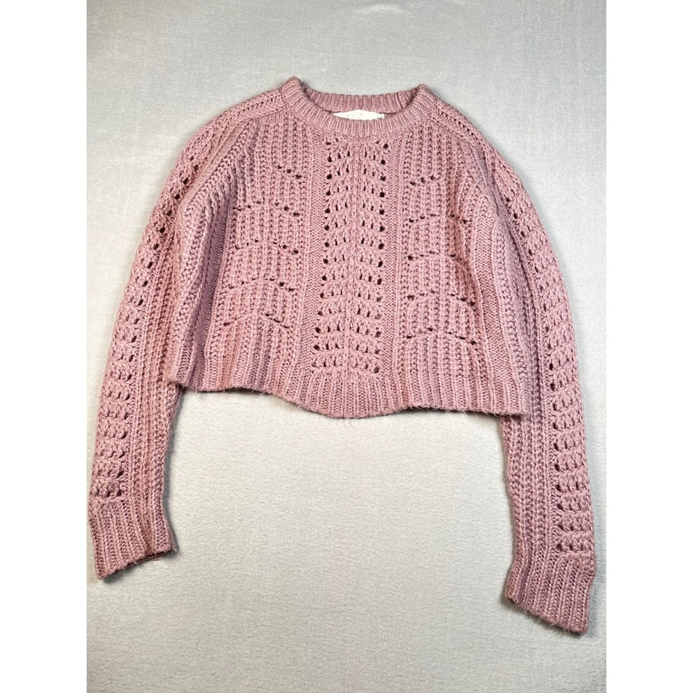 ASTR The Label Knit Sweater ChunkCable Knit Lavender crop Cutout anthropology